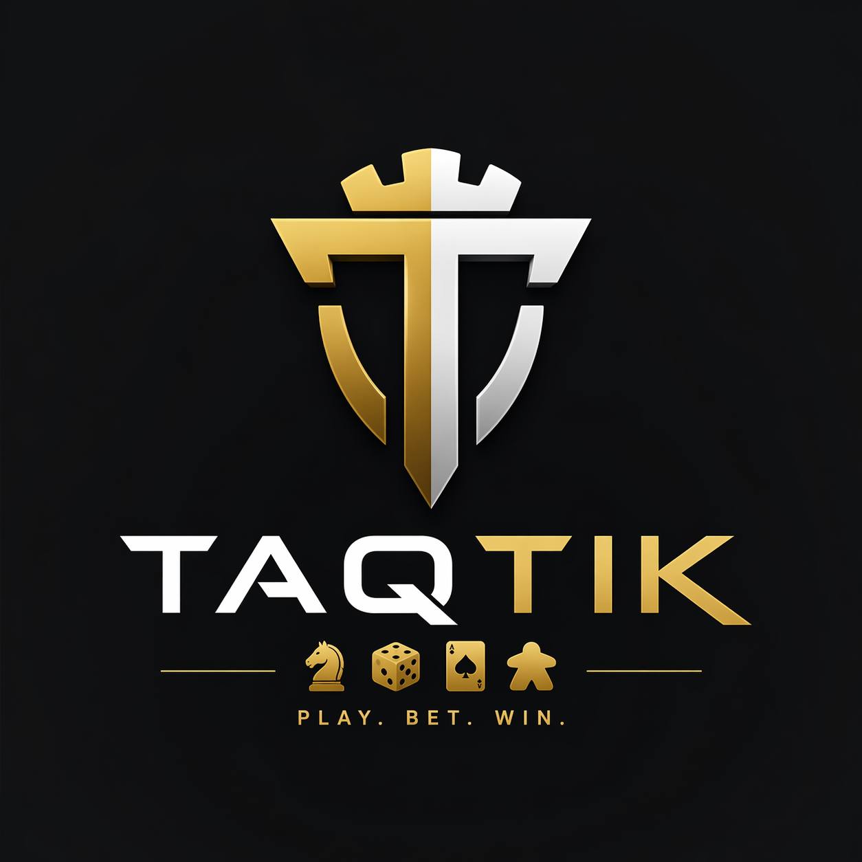 TaQtik shield logo with chess and casino motifs